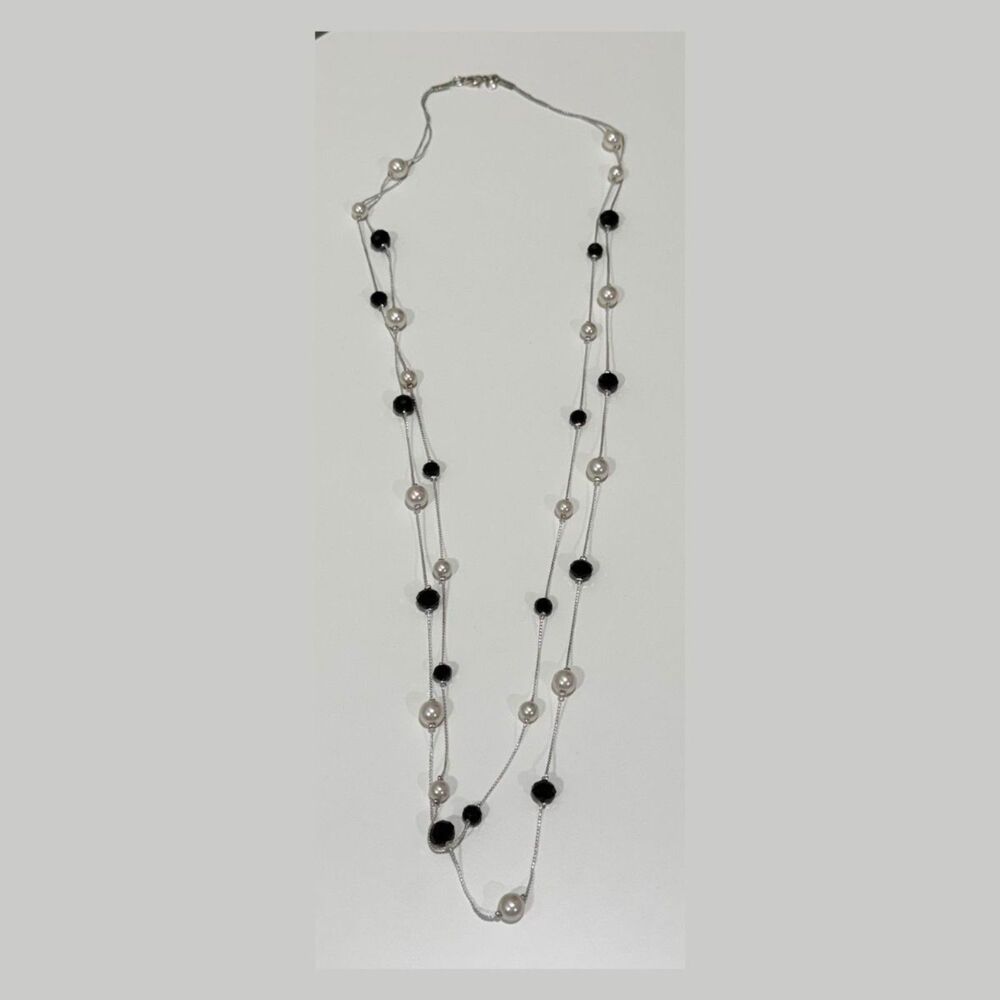 Maurices Double Strand Necklace with Pearls - White and Black